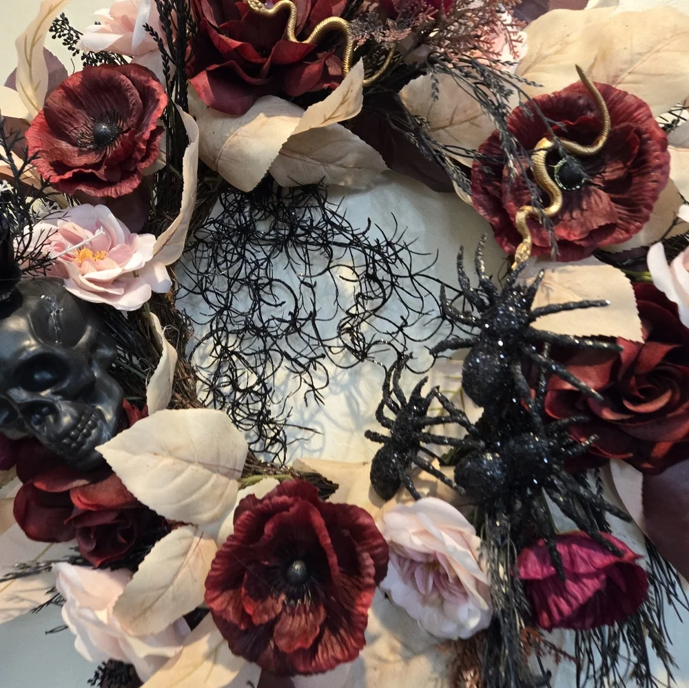 Halloween Wreath by Ashland Skulls Snakes and Spiders With Haunting Beauty